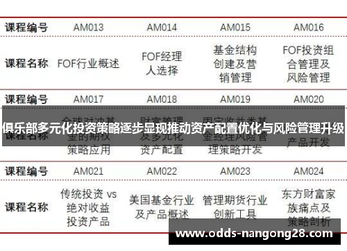 俱乐部多元化投资策略逐步显现推动资产配置优化与风险管理升级